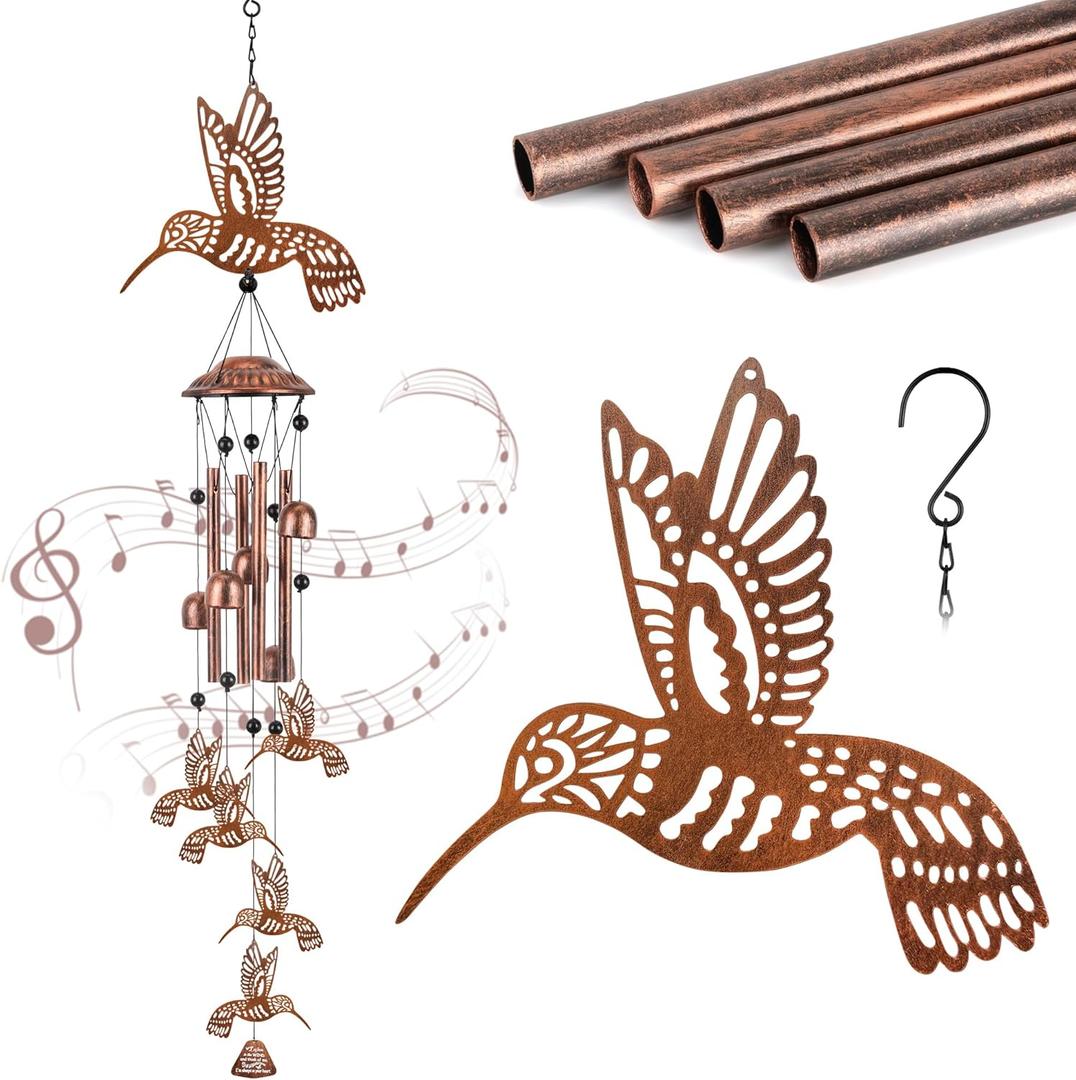 Outdoor Wind Chimes Hummingbird Sasquatch Gifts Metal Windchimes for Men/Women/Memorial Gift Metal WindChimes for Outside/Indoors, Home, Lawn, Porch, Patio, Garden Decor