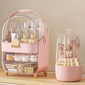 Makeup Organizer, Skincare Holder Bathroom Counter Organizer, Storage Box Cosmetic Display Cases, Teen Girl Gifts Trendy Stuff Make up Organizers for Vanity, Dresser, Countertop (Pink)