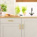 QWORK Gold Cabinet Handles, 10 Pack 3" Hole Centers Stainless Steel Drawer Pulls, 5" Length