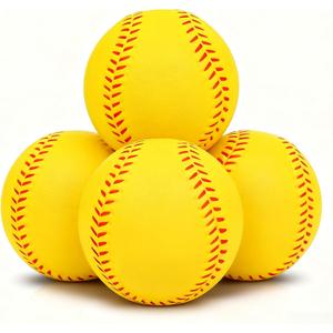 4 Pack Foam Baseballs Practice softballs 9 inch Training Soft Baseballs Batting Hitting Fielding Indoor Outdoor (Yellow)