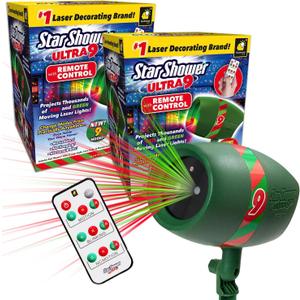 Star Shower Ultra 9 Outdoor Christmas Laser Holiday Projector with Remote, 2 Pack, w/ 9 Unique Patterns, Showers Home w/Thousands of Lights, 3 Color Combinations, Up to 3200 Sq Ft