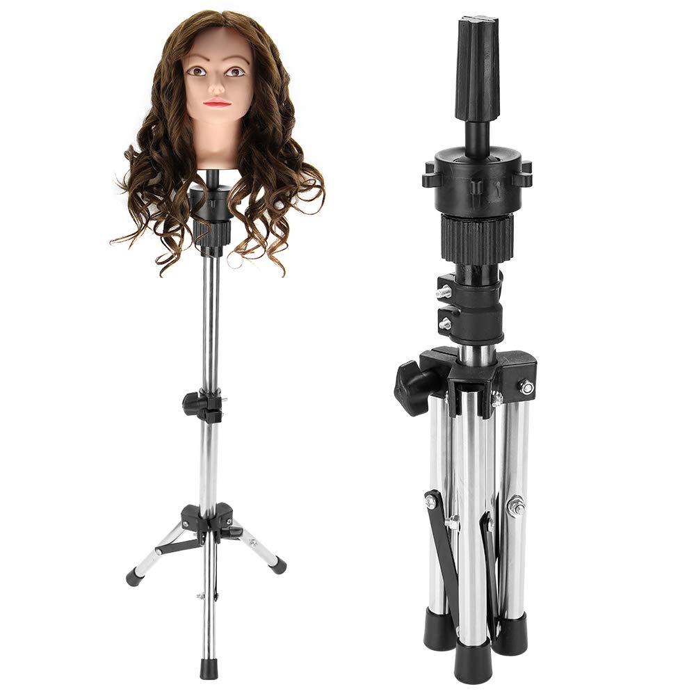 Silver Wig Stand - Adjustable Hairdressing Mannequin Head Tripod, Salon Training Head Rack Holder (Wig Not Included)