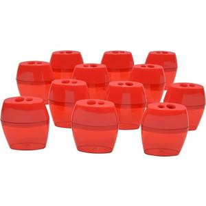 Westcott 55877 2-Hole Manual Pencil Sharpeners for School, Red, 12 Pack