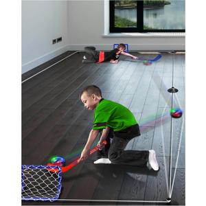Air-Powered Hockey with Springy Boundaries  Rebounding Air Puck, 2 Mini Goals & Elastic Rope for Unpredictable Fun, Indoor Game for Kids & Families