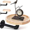 WHOLE HOUSEWARES Pipe Shelf with Round Floating Shelves - Set of 2 | Rustic Industrial Style with Metal Pipe Brackets | 7.1 x 3.3 Inches | Stylish Wall-Mounted Storage for Home Decor