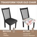 Stretch Dining Chair Seat Covers Set of 6,Dining Chair Slipcovers, Floral Printed Chair Covers,Soft Fabric Washable Upholstered Chair Seat Protector, No Rear Covers for Home Kitchen Dining Room (Whitecherry Blossoms)