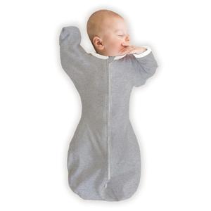 SwaddleDesigns Organic Transitional Swaddle Sack, Arms Up Swaddle with Half-Length Sleeves & Mitten Cuffs, Medium, 3-6 Months, 14-21 lbs, Heathered Gray