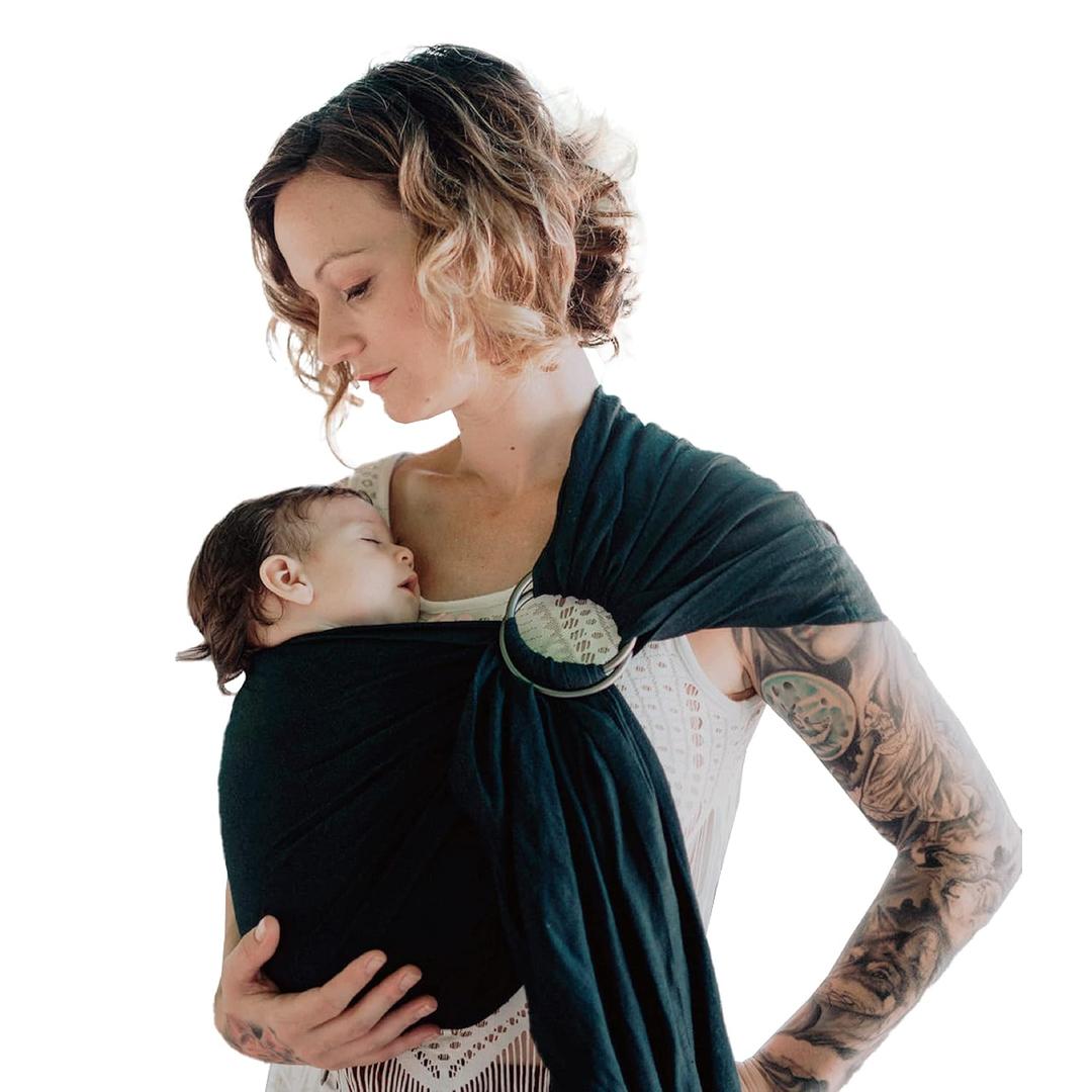 Nalakai Ring Sling Baby Carrier, Soft Linen Baby Sling, Baby Wrap, Comfort, Style, and Giving Back - Carry Your Little One with Love (Midnight Black)
