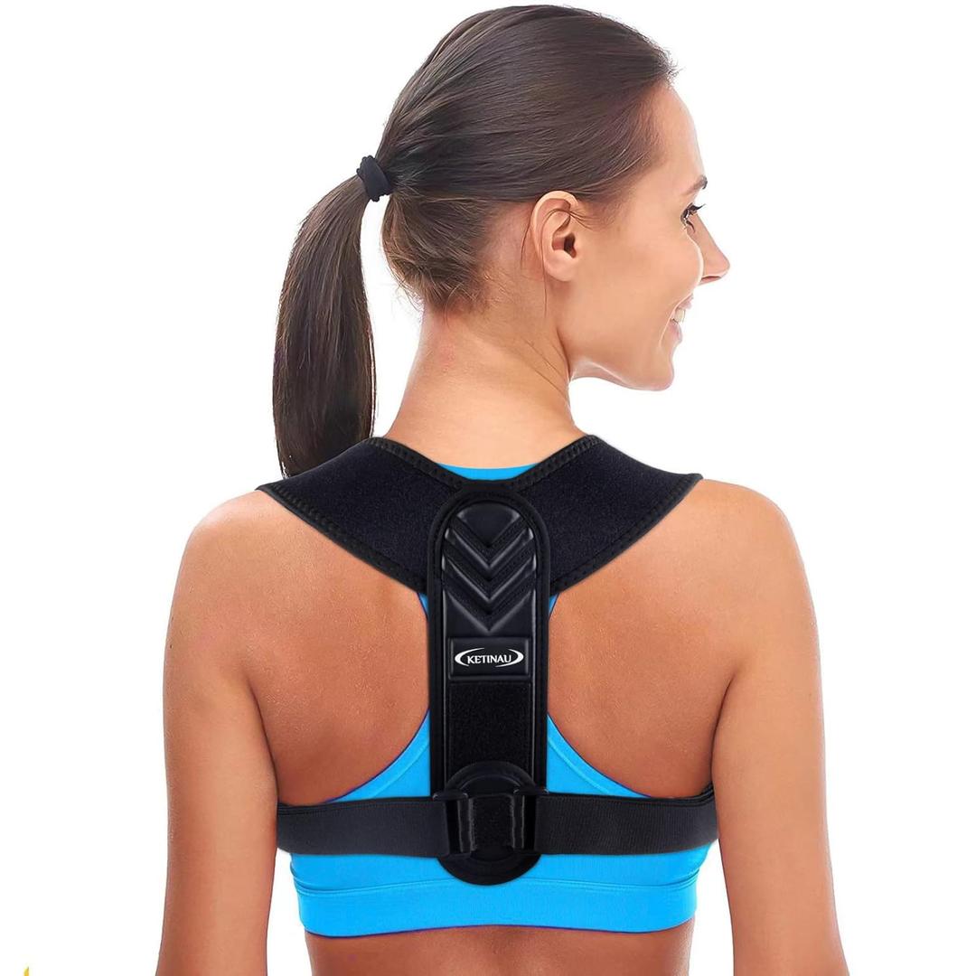 Posture Corrector for Women and Men, Back Brace Adjustable Upper Posture Support, Back Support, Comfortable Back Straightener Support for Clavicle Support, and Providing Pain Relief from Neck (Large) (Black)