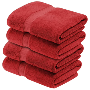Bath Towels Set of 4 (54" x 27") - Large Bathroom Towel Set - 100% Cotton Towels for Bathroom - Highly Absorbent & Quick Dry Bath Towel Multipack - New Apartment Essentials Red