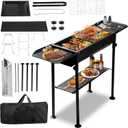 Outvita Portable Charcoal Grill, Foldable Barbecue Grill with Storage Shelf and Carry Bag for Outdoor Cooking Camping Hiking Party Picnic Garden Beach
