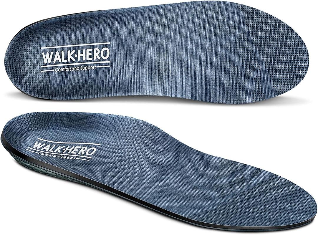 Walkhero Plantar Fasciitis Pain Relief Insoles High Arch Support Orthotic Shoes Inserts, Relieve Flat Feet and Foot Fatigue (Mens 10-10 1/2 | Womens 12-12 1/2, Gray)