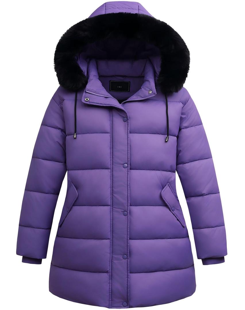 Pefflarge Women's Plus Size Down Coat (Purple)