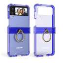 Designed for Samsung Galaxy Z Flip 4 Case Clear with Ring, Anti-Fall Shockproof Protective Phone Cover Case Compatible with Galaxy Z Flip 4 Case 5 G 2022 (Clear Purple)