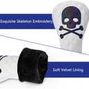 Skull and Crossbones Golf Club Head Covers Skeleton for Driver, Fairway Wood and Hybrid Soft Synthetic PU Leather Diamond Pattern Design Headcovers
