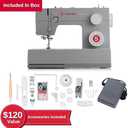 SINGER Heavy Duty 4452 (Grey) High Speed Sewing Machine + Accessories | 32 Built-In Stitches Deliver 110 Stitch Applications | 50% More Power for Thick Fabrics, 1100 Stitches/Min, 1-Step Buttonhole