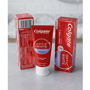 Colgate Optic White Advanced Hydrogen Peroxide Toothpaste, Teeth Whitening Toothpaste Pack, EnamelSafe Formula, Helps Remove Tea, Coffee, and Wine Stains, Sparkling White, 3 Pack, 3.2 oz