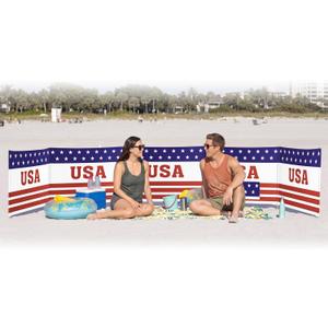 Cinnvoice 20ft USA Beach Windscreen Set Long Patriotic Privacy Screen with 6 Poles, Mallet, Carry Bag Portable Red White Blue Beach Fence Wind Blocker for Outdoor Summer Wind Protection