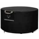 QH.HOME Fire Pit Cover Round Super Waterproof, 40inch Outdoor Round Firepit Cover 600D Strong Tear Resistant, UPF 50+ Fire Pit Covers Premium Fading Resistant for Outdoor Fire Pit - Black