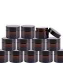 Encheng Cosmetic Jars, 40 Pack of 2oz Amber Round Glass Jars, with Inner Liners and black Lids,Empty Cosmetic Containers,Cream jars