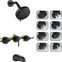 3 Handle Tub Shower Faucet Matte Black Tub and Shower Trim Kit Bathtub Shower Faucet Set with Tub Spout, Wall Mount