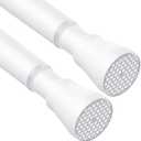 AIZESI 2PCS Shower Curtain Rod 30-64 Inch Adjustable Curtain Rods Never Rust & Non-Slip No Drilling Shower Rod Spring Tension Curtain Rod for Bathroom Doorway Window Closet Cupboard, White