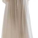 Women's Lace Vintage Victorian Nightgown Long Sleeve Sleepwear Nightdress (White#3) Small