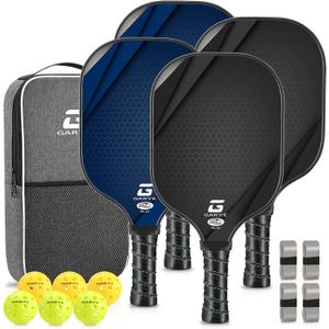 GARYE Pickleball Paddles Set of 4, Carbon Fiber Pickle Ball Paddle, USAPA Approved Lightweight Rackets 4 Pack for Adults and Teenagers, Includes 6 Balls, 1 Bag, and 4 Grip Tapes. GARYE Pickleball Paddles Set of 4, Carbon Fiber Pickle Ball Paddle, USAPA Approved Lightweight Rackets 4 Pack for Adults and Teenagers, Includes 6 Balls, 1 Bag, and 4 Grip Tapes.