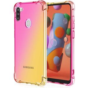 for Galaxy A11 Case,Clear Cute Gradient for Galaxy A11 Phone Case Slim Anti Scratch Flexible TPU Cover Reinforced Corners Shockproof Protective Case for Samsung Galaxy A11 Pink/Gold