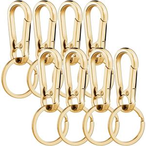 8pcs Metal Keychain Key Ring Keyring Carabiner Clip Keychain Holder Organizer for Home Car Key Finder Wallet Charm Lanyard Hook for Men Women (Gold)