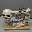 Crazy Bonez Skeleton Sewing Machine Halloween Decoration with Animated Skull, Light Up Eyes, and Sound Effects