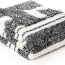 Snuggle Sac Heather Throw Blanket for Couch, Reversible Super Soft Blankets Warm Cozy Knit Fuzzy Plush Lightweight for Sofa, Bed, Camping, Picnic (Stripe Black, Queen (90"x90"))