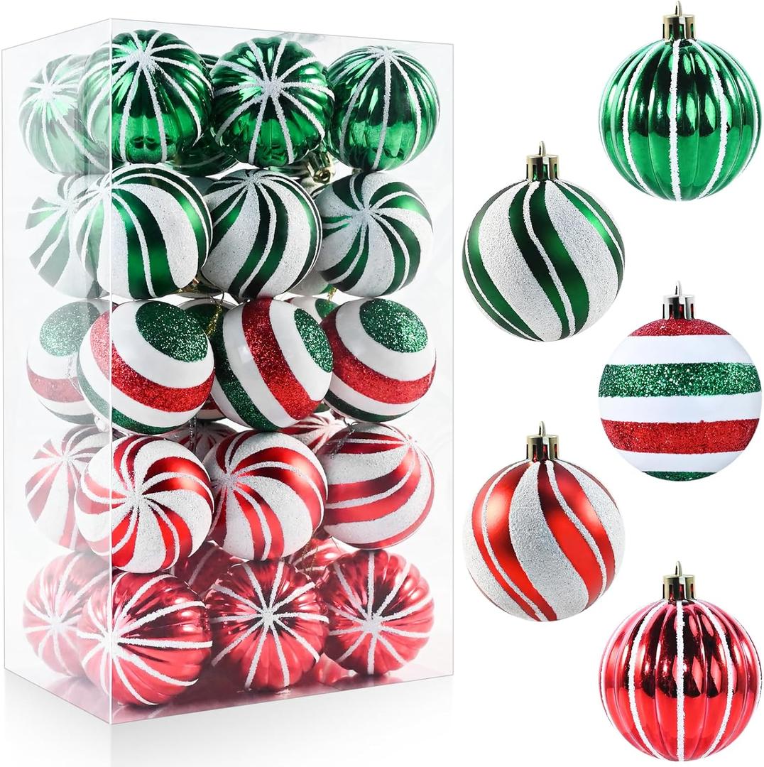 Christmas Balls Ornaments, 30Pcs Shatterproof Xmas Tree Decorations, Tree Hanging Ball Muti-Color Christmas Ball Ornament Set for Party Decoration Perfect Super Bulbs (Multi Color #2)
