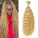 Braiding Hair Deep Curly Bulk Human Hair for Boho Knotless Braids - 613 Blonde, 18 Inch, 100g 1 Bundle, 100% Real No Weft Hair Extensions