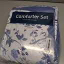 Dobuyly Floral Queen Comforter Set, 7 Piece Bed in a Bag Queen Size Blue Flowers on White Botanical Bedding Set, Soft Microfiber Bedding Comforter Sets with Sheets for All Season