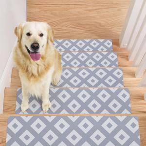 MBIGM Rubber Stair Treads (7 in Pack) Stair Treads Non Slip Rubber Stair Mats - Gray Print (8" x 30" - 7 pcs)