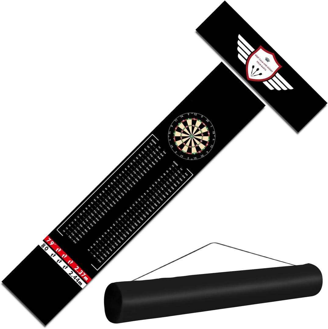 Darts Floor Mat - Heavy Duty Dart Throw Line Mat with Non-Slip Rubber Backing