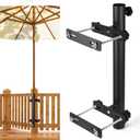 Patio Umbrella Holder, Heavy Duty Deck Umbrella Mount, Umbrella Holder for Deck Railing, Deck Mount Umbrella Holder, Umbrella Deck Mount, Deck Umbrella Holder, Umbrella Clamp for Deck (Black - Set 1)