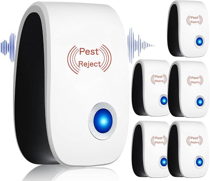 6 Pack Ultrasonic Pest Reject Indoor Mouse Repellent Pest Repellent Ultrasonic Plug in for Spiders, Mices, Mosquitoes, Roaches, Mouse, Rodent, Bugs, Ants, Flies
