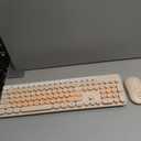Wireless Keyboard and Mouse, Silent Keyboard Mouse Combo, Full-Sized Colorful Typewriter Keyboard with Round Keycaps, 2.4G Cute Mouse Compatible with PC/Laptop/Computer(Milk Tea)