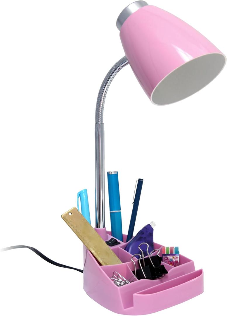 Simple Designs LD1002-PNK Gooseneck Organizer iPad Tablet Stand Book Holder Desk Lamp, 6.5 x 6.5 x 18.5 (Pack of 1), Pink