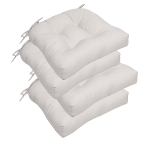 RACE LEAF Patio Chair Cushions 17x17 Inch 4 Pack, Thickened Outdoor Seat Cushions Water Resistant with Non-Slip Ties & Stain Resistant Tufted Design (Beige)
