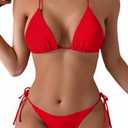 Tainehs Women's Sexy Halter Thong Bikini Tie Two Sides Bottom Triangle Bikini Swimsuits XL 