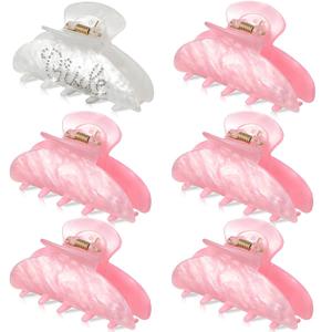 Jinei 6 Pcs Bride Bridesmaid Claw Hair Clip White Pink Acrylic Hair Clip Rhinestone Bride Clips Bachelorette Party Decorations Banana Barrettes Bridesmaid Gifts Bridal Shower, Wedding