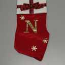 HYTENSUN Letter Christmas Stockings 15.6 Inches Monogram Red Velvet with Bell Xmas Stockings Classic Personalized Stocking Decorations for Family Holiday Season Decor