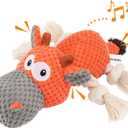 IOKHEIRA Dog Plush Toy for Large Aggressive Chewers,Indestructible Dog Squeaky Toys,Stuffed Animals Toys with Cotton Material and Crinkle Paper,Durable Chewing Toys (Carrot Orange, Cattle)