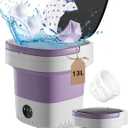 Portable Washing Machine, 13L Large Capacity Laundry Washer Cleaning for Underwear, Baby Clothes, Shirts,Small Delicates.Foldable Mini Washer and Dryer Combo for Apartment,Hotel,Camp,RV,Travel(Purple)