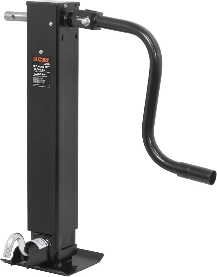 CURT 28512 Direct Weld On Heavy-Duty Trailer Jack, 12,000 lbs. 12-3/8 Inches Vertical Travel