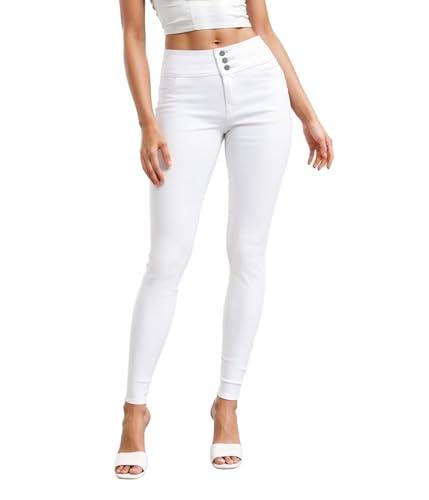 Hybrid & Company Women's Butt Lift Skinny High Waisted V3 Super Comfy Stretch Denim Pants P45075SK White (5 Short)