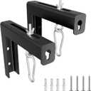 Universal Metal Projector Wall & Ceiling Mount Bracket (2-Pack)  Adjustable 1.5-5" Hooks, 6" L-Brackets, 66 lbs Capacity for Home Theater/Outdoor Screens, Easy Install with Full Hardware Kit, Black (1 SET BLACK)